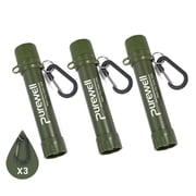 Purewell Personal Portable Water Filtration Straw, Ideal for Survival, Camping, Hiking, and Emergencies green3pcs