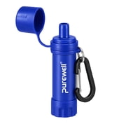 Purewell Portable Personal Water Filter Straw, 0.01-Micron Survival Drinking Purifier Kit Up to 1,200L for Camping, Hiking, Travel & Emergency Preparedness 1pcs blue