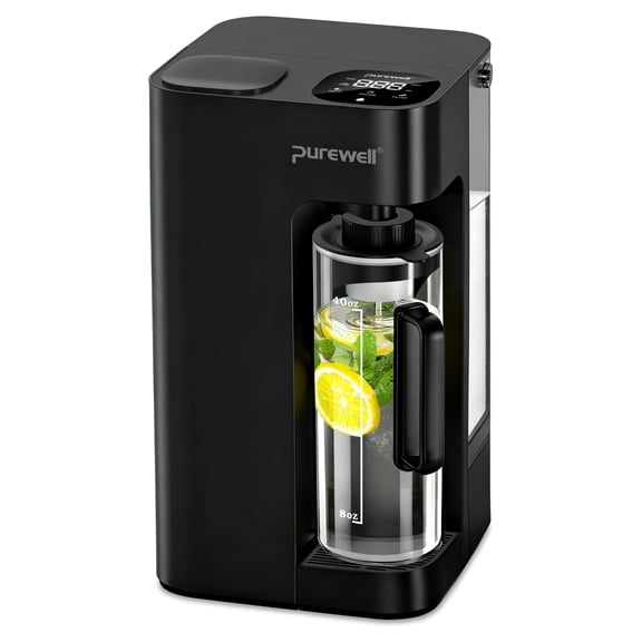 Purewell Reverse Osmosis Countertop Water Purifier with UV Sterilization RO Water Filtration System with 44oz Portable Water Pitcher, Smart Auto-Filling