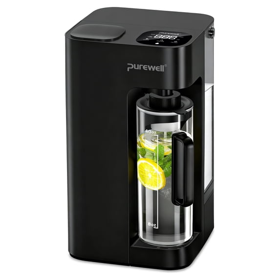 Purewell Reverse Osmosis Countertop Water Purifier with UV Sterilization RO Water Filtration System with 44oz Portable Water Pitcher, Smart Auto-Filling