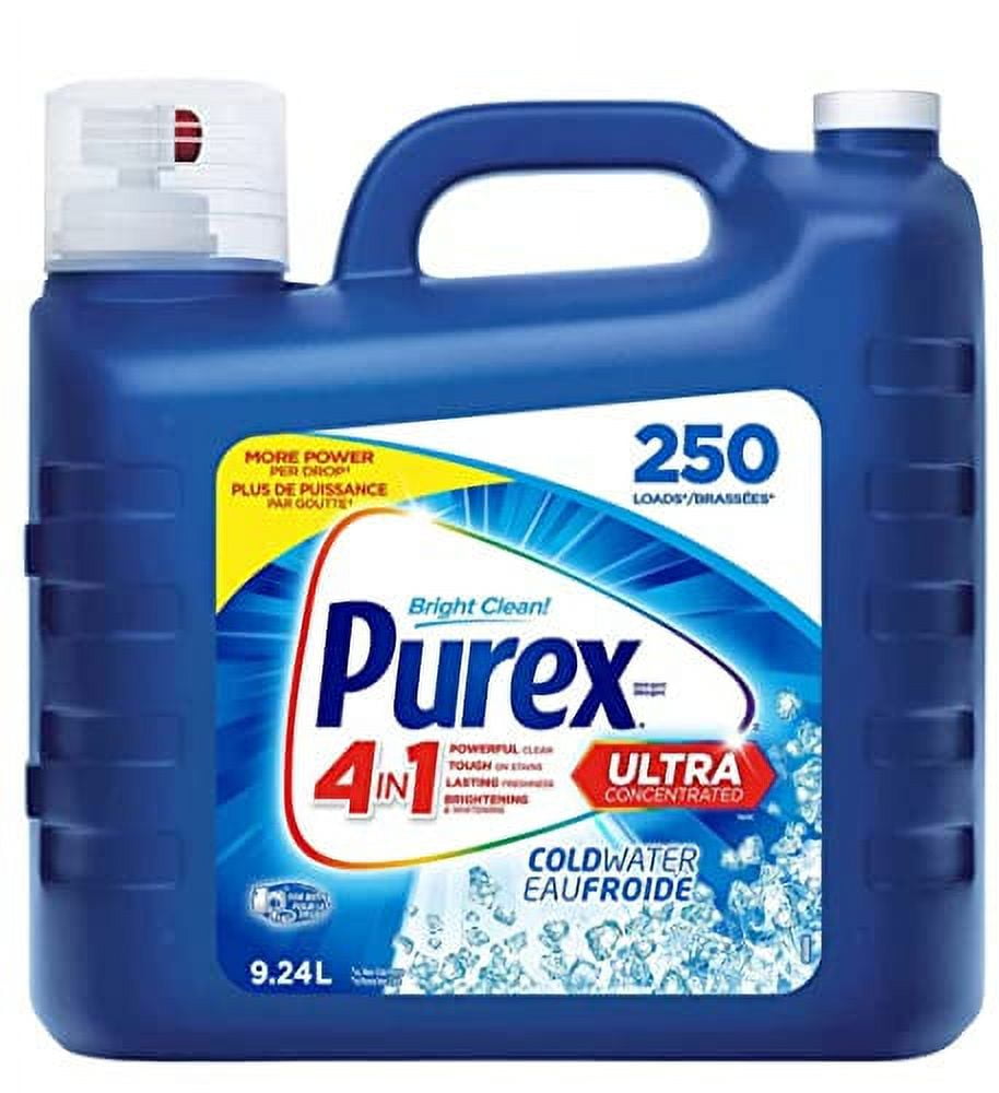 Purex 4 in 1 Ultra Concentrated Liquid Laundry Detergent, ColdWater, 312.4 oz / 9.24 L (250 loads)