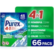 Purex 4-in-1 Laundry Detergent Pacs, Fresh Mountain Breeze, 66 Pacs