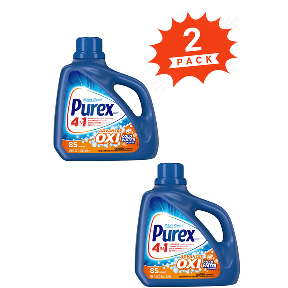 Purex Bright Clean Liquid Laundry Detergent + OXI (Pack 2) - 170 Loads, 256fl