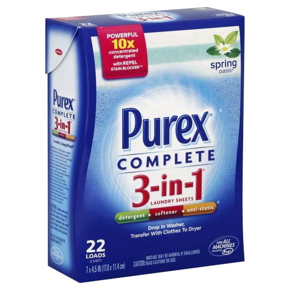 Purex Complete 3-In-1 Spring Oasis Laundry Sheets, 22ct