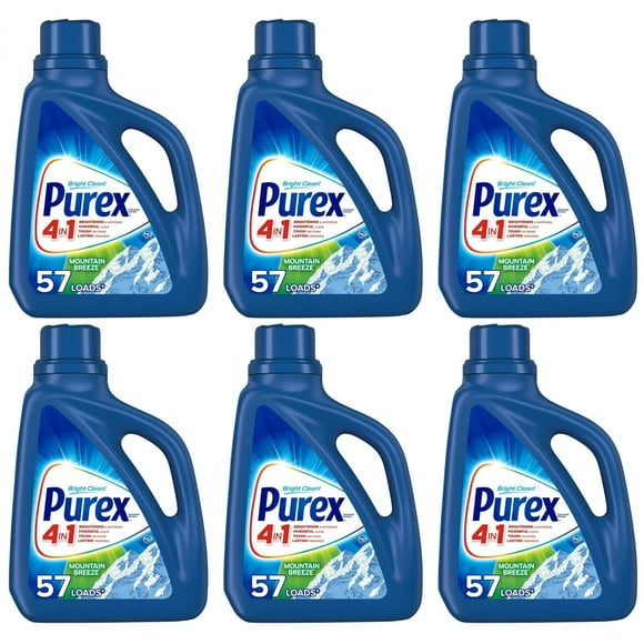 Purex Concentrate Liquid Laundry Detergent, Mountain Breeze, 75 oz, 6 Pack