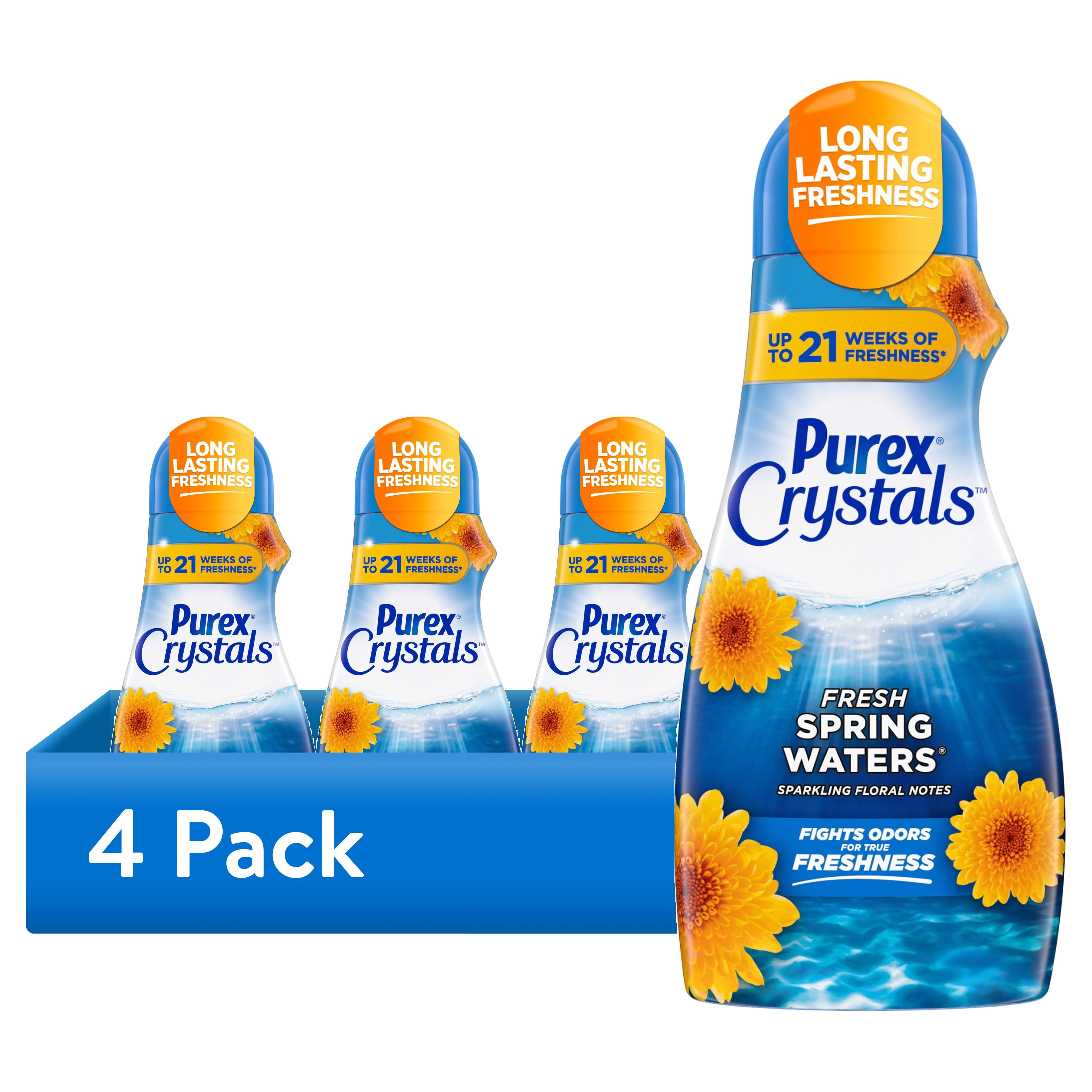 (4 pack) Purex Crystals In-Wash Fragrance and Scent Booster, Fresh Spring Waters, 39 Ounce