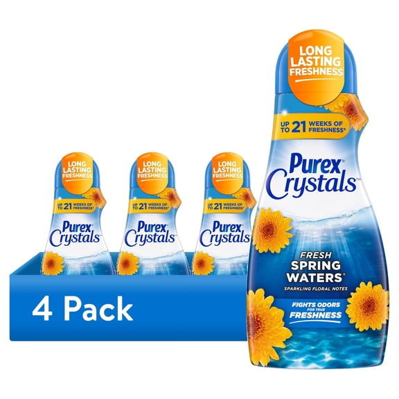 (4 pack) Purex Crystals In-Wash Fragrance and Scent Booster, Fresh Spring Waters, 39 Ounce