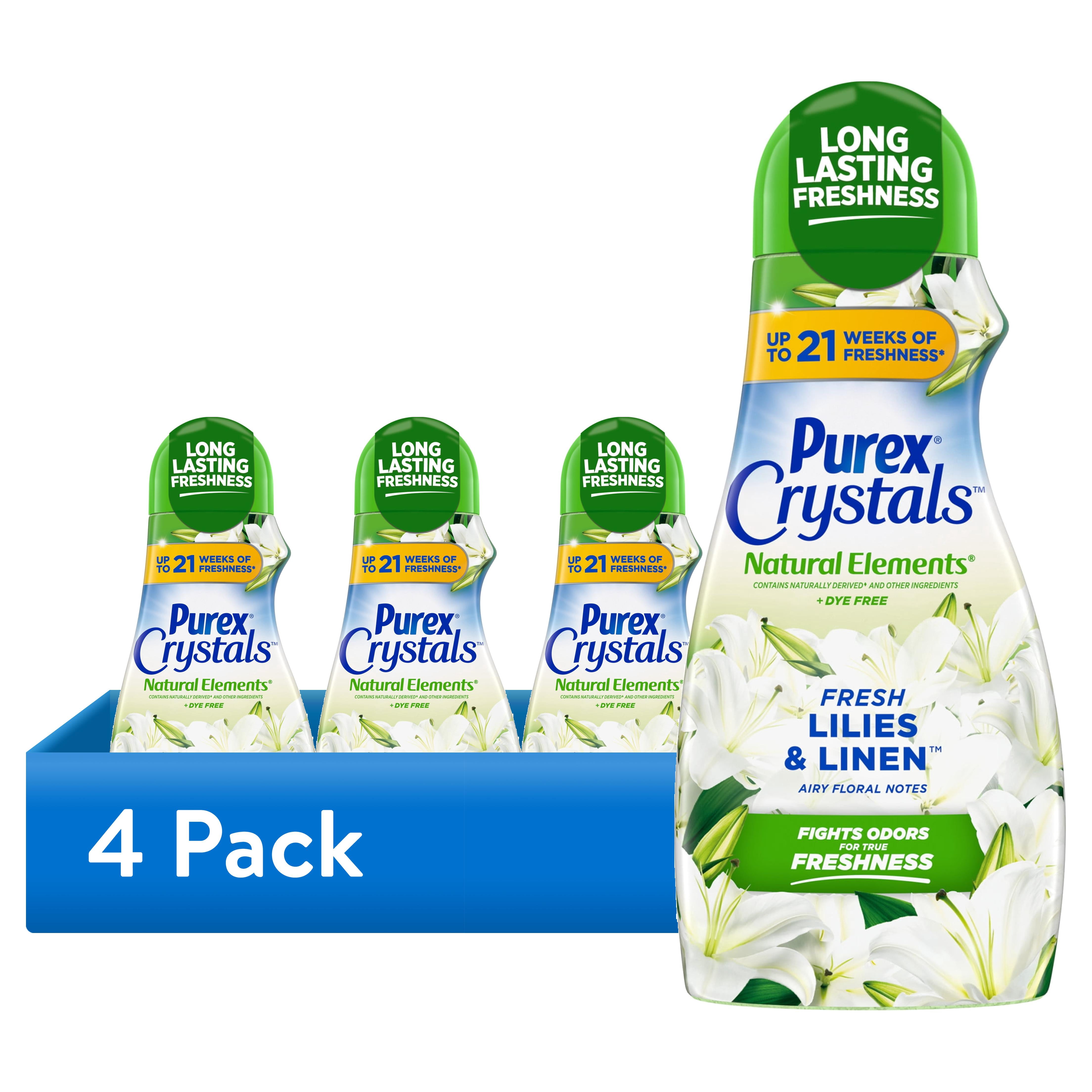 (4 pack) Purex Crystals Scent Booster, Natural Elements, Fresh Lilies & Linen, 39oz