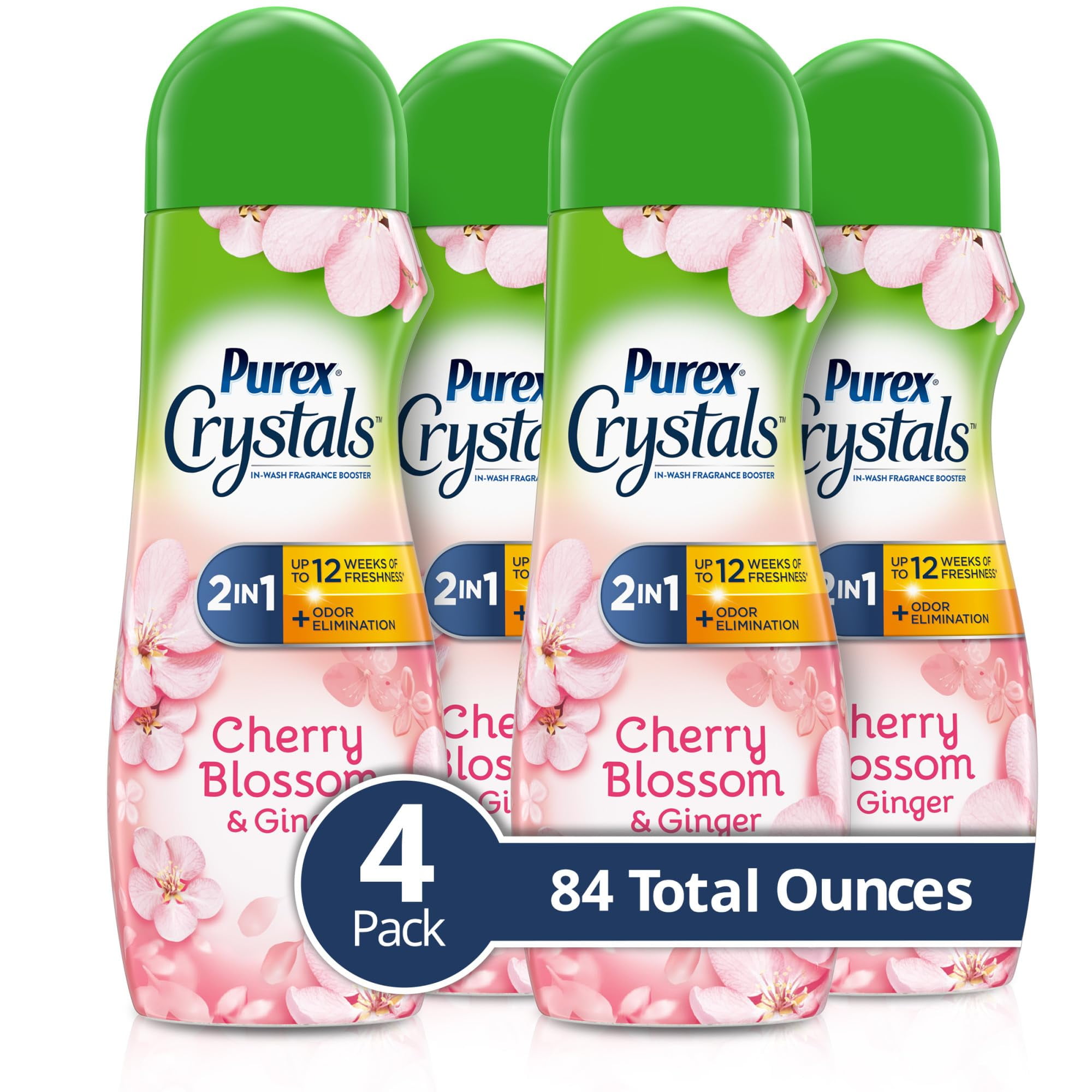 Purex Crystals in-wash Fragrance and Scent Booster, Cherry Blossom \u0026 Ginger, 21 Ounce (Pack of 4)