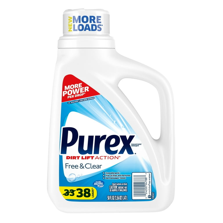 Purex Unscented Liquid Laundry Detergent Free Clear 50 Fluid Ounces 38 Loads Walmart