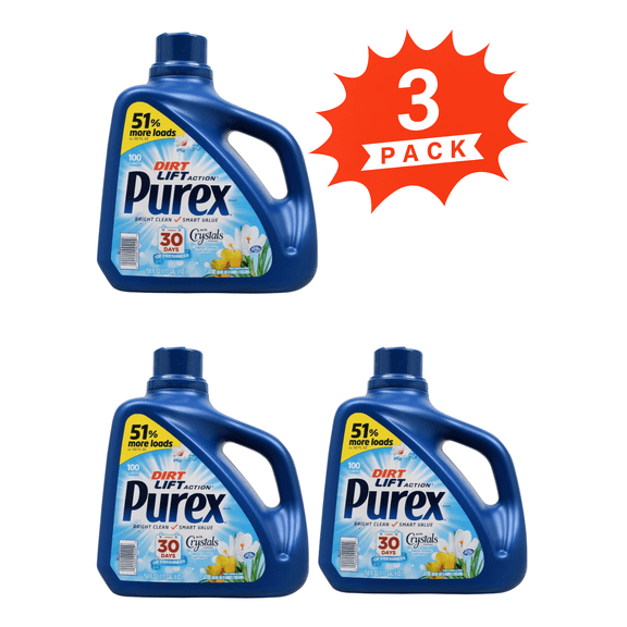 Purex Dirt Lift Action Fresh Spring Waters Laundry Detergent (Pack 3) - 300 Loads, 450fl
