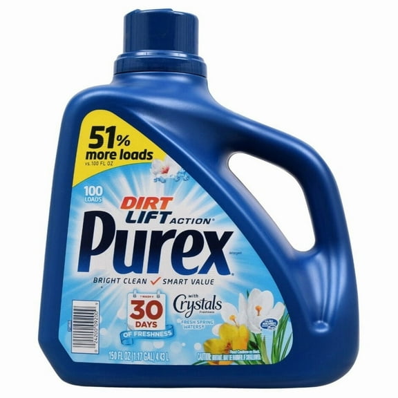 Purex Dirt Lift Action Liquid Laundry Detergent (Pack 1) - 100 Loads, 150fl