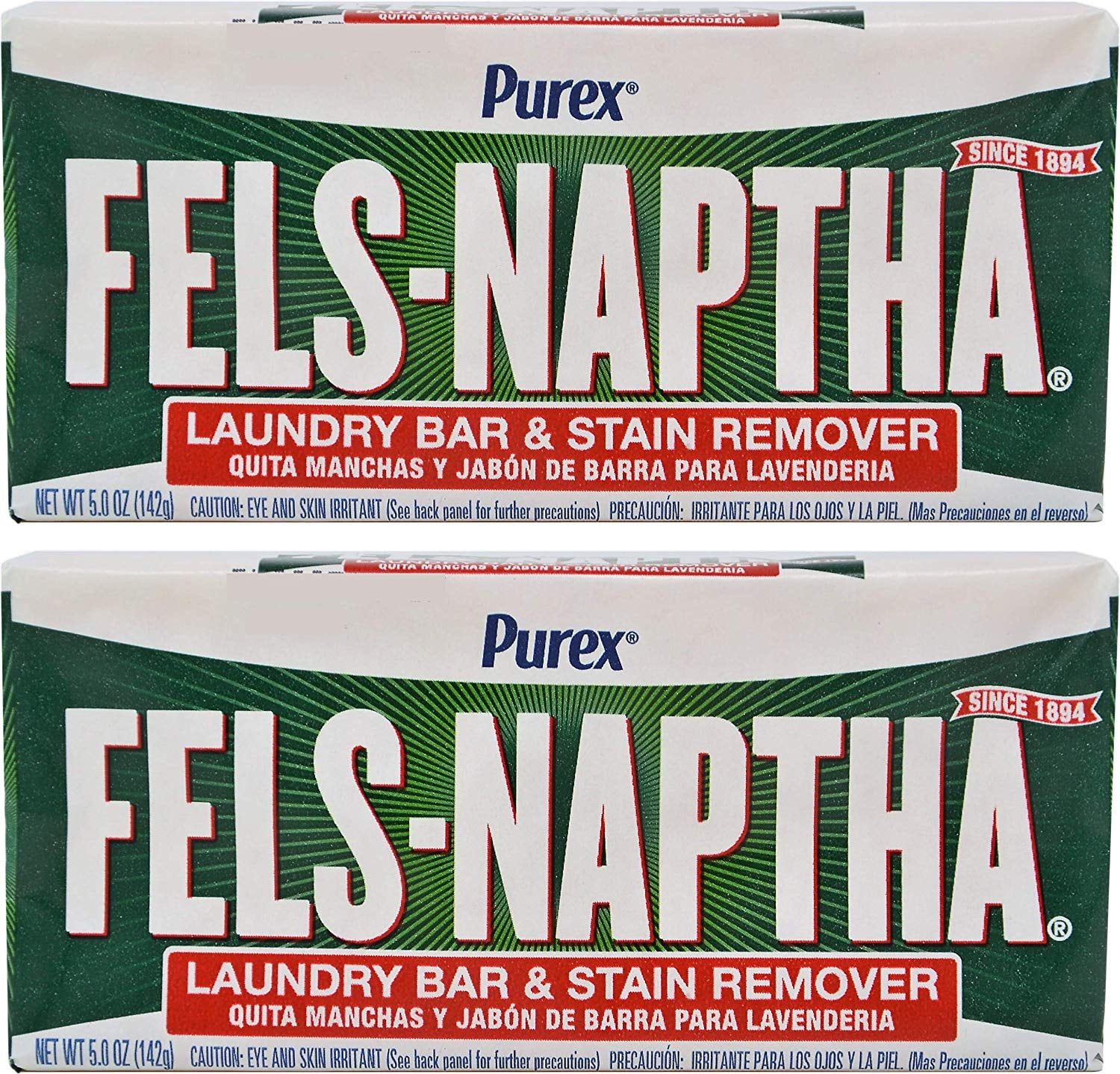 Purex FelsNaptha Laundry Bar & Stain Remover & Pretreater, 5.5 Ounce, 2 Pack