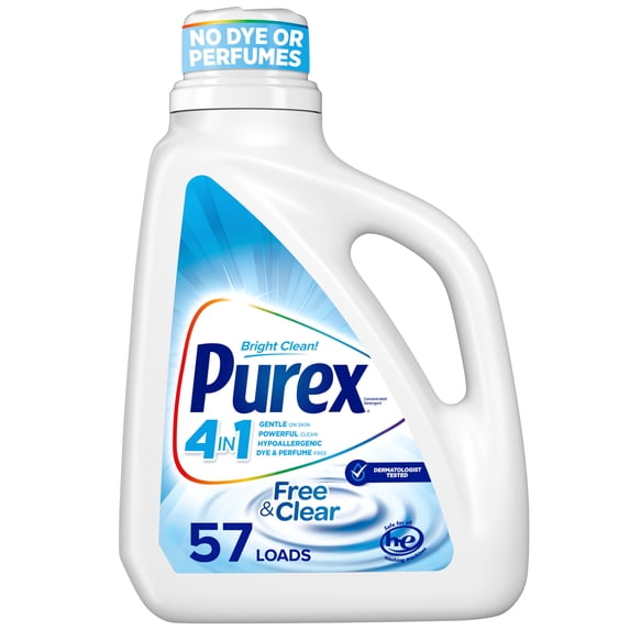 Purex Free & Clear Liquid Laundry Detergent for Sensitive Skin, 75 fl oz, 57 Loads