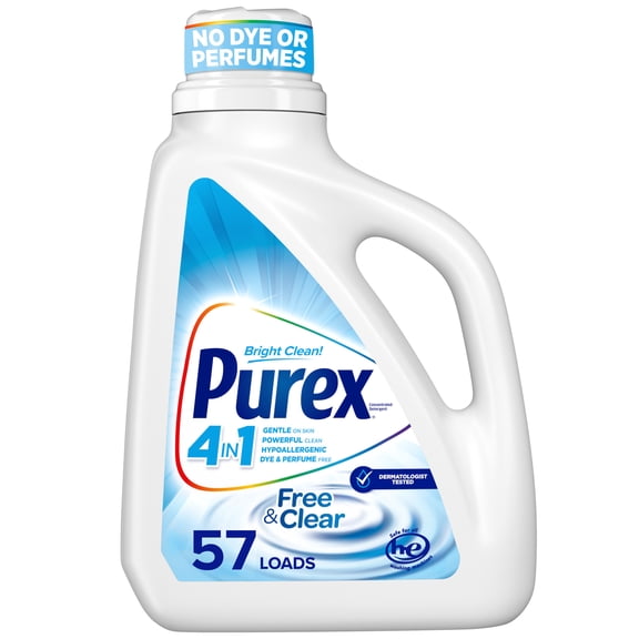 Purex Free & Clear Liquid Laundry Detergent for Sensitive Skin, 75 fl oz, 57 Loads