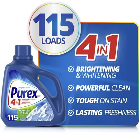 Purex Liquid Laundry Detergent, Mountain Breeze, 150 fl oz, 115 Loads