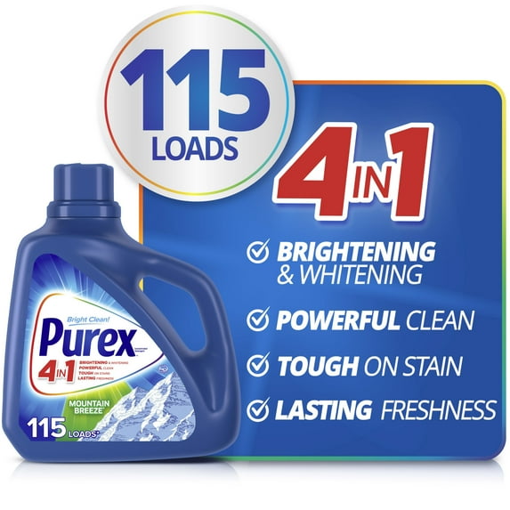 Purex Fresh Mountain Breeze Liquid Laundry Detergent, 150 fl oz, 115 Loads