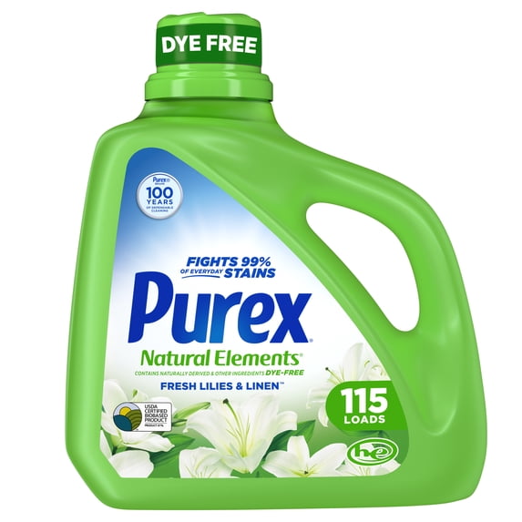 Purex Natural Elements Liquid Detergent, Fresh Lilies & Linen, 150 fl oz, 115 loads
