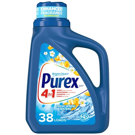Purex Liquid Laundry Detergent with Crystals Fragrance, Fresh Spring Waters, 50 Fluid Ounces, 38 Loads