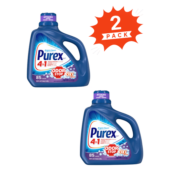 Purex Odor Stop Liquid Laundry Detergent + Oxi (Pack 2) - 170 Loads, 256floz