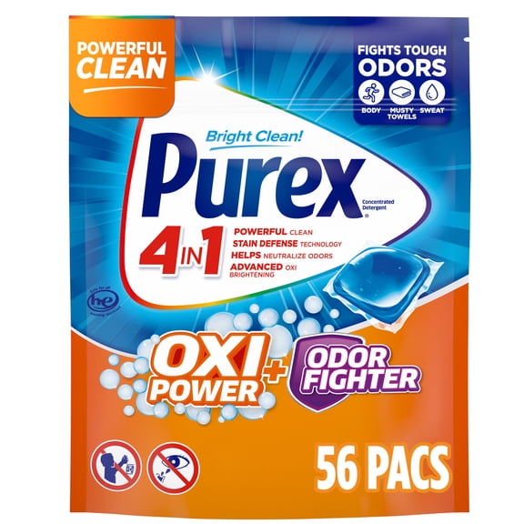Purex Oxi Power + Odor Fighter Laundry Detergent Pacs, 56 ct