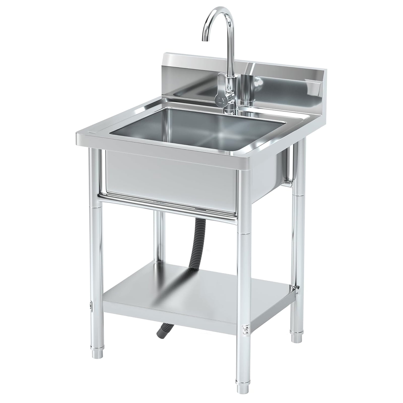 PurezmMoto 0221-01 Metallic Gray Stainless Steel 28in Single Bowl Laundry Sink