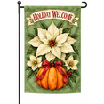 thumbnail image 1 of Purgmipth Holiday Welcome Christmas Garden Flag, Double-Sided White Poinsettia Pumpkin House Flag for Porch Yard Decor, 28 x 40 Inch, 1 of 8