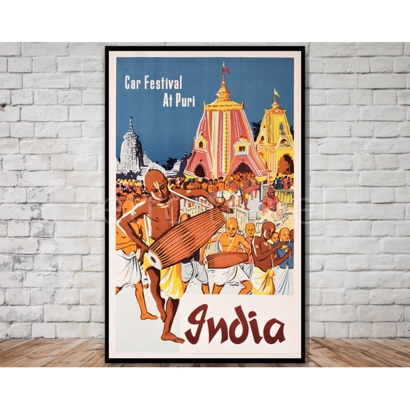 Puri India Ratha Yatra Poster, Unframed Paper Poster 8x10in