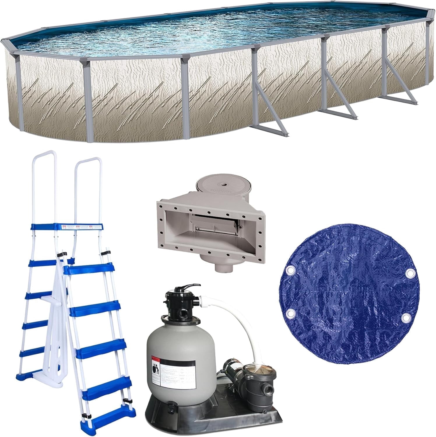 Puri Tech 15' x 30' x 52" Oval Above Ground Parisian Dune Pool Package ...
