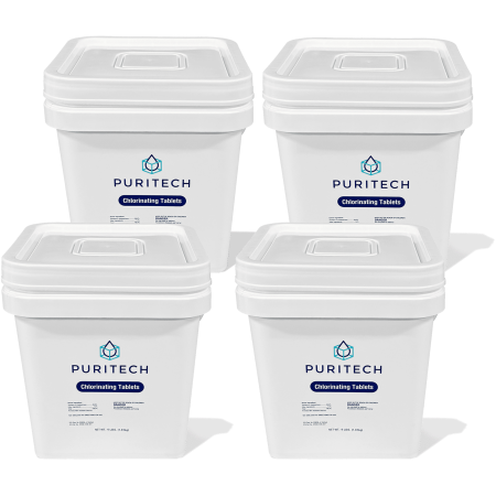 Puri Tech 3" Chlorine Tablets for Pools – 16 lb Individually Wrapped, Long-Lasting, Slow-Dissolving Sanitizer for Swimming Pool Water