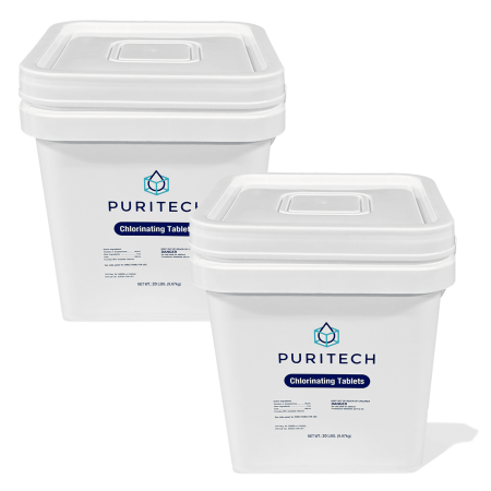 Puri Tech 3" Chlorine Tablets for Pools – 40 lb Individually Wrapped, Long-Lasting, Slow-Dissolving Sanitizer for Swimming Pool Water