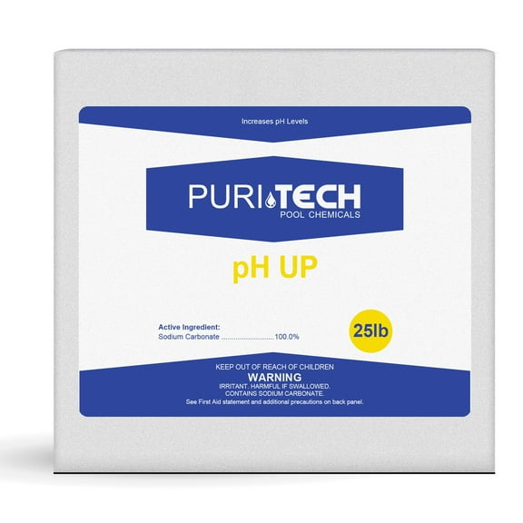 Puri Tech Chemicals pH Up 25lbs - pH Increaser fos Pools and Spas - Pool Chemical pH Raises Prevents Corrosion