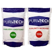 Puri Tech Powder Chemicals 10 lb Alkalinity Increaser & 10 lb Stabilizer Conditioner Kit for Pools & Spas