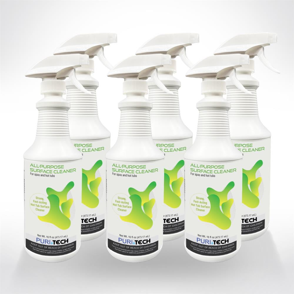 Puri Tech Spa Liquid All-Purpose Surface Cleaner 6 Pack Fast Acting Formula Attacks 32oz