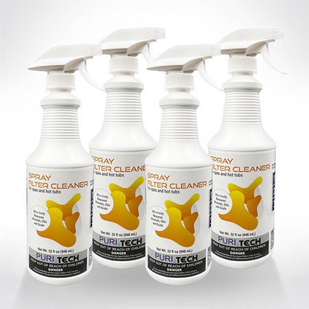 Puri Tech Spa Spray Filter Cleaner for Spa and Hot Tub Filter Cartridges 4 Pack