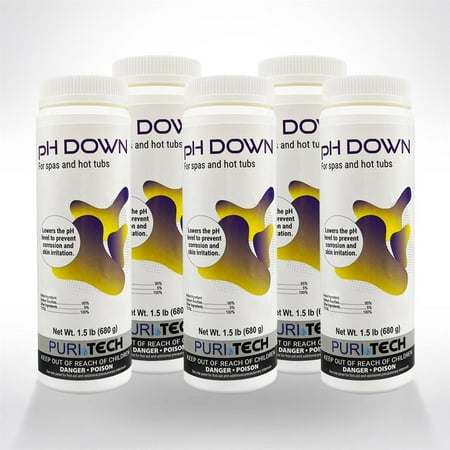 Puri Tech Spa pH Down 6 Pack, 1.5 lbs, Lowers pH and Alkalinity