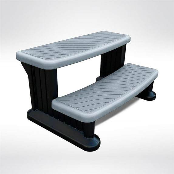 Puri Tech Universal Spa & Hot Tub Outdoor Steps No Slip Grip Support - 15 lb Light Gray