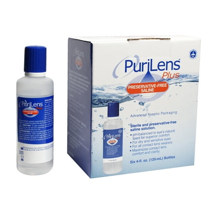 PuriLens Plus Preservative Free Saline 6 Pack 4 oz. Bottles