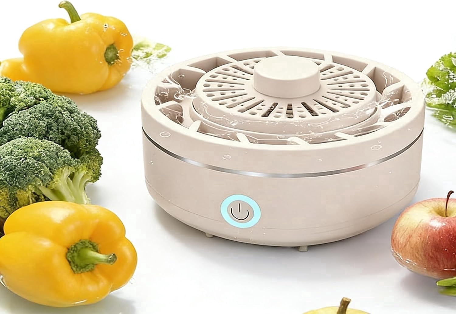PuriProduce Fruit and Vegetable Cleaner, Wireless Portable Produce Purifier Device, Efficient Washing Machine for Home Kitchen Food Cleaning (White)