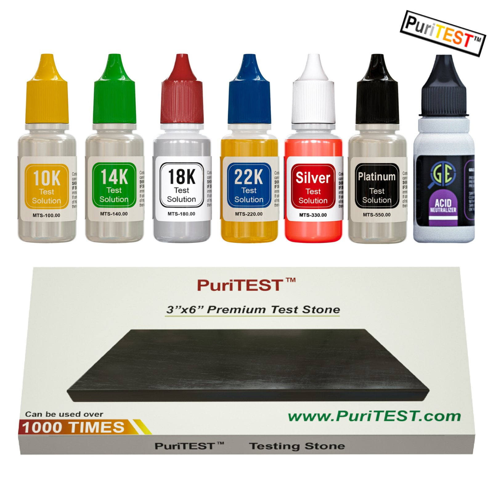 PuriTEST Gold Silver Jewelry Acid Testing Tester Kit JSP 10K 14K 18K