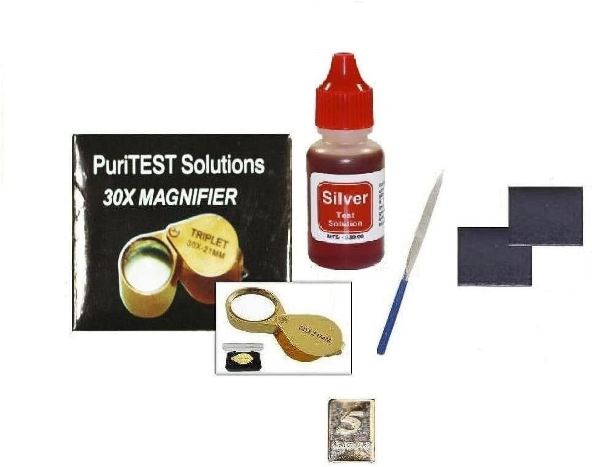 PuriTest Jeweler's Professional Silver Testing Kit with Accessories and Free Sample 5gr Silver