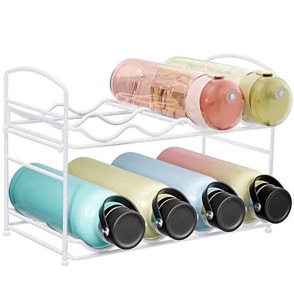 Puricon 1 Pack Adjustable Water Bottle Storage Rack for Tumbler Sports Flask Insulated Travel Mug-White