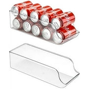 Puricon 2 Pack Can Drink Dispenser Organizer for Refrigerator, Clear Plastic Soda Pop Can Holder Container Storage Bin for Fridge Freezer Pantry Cabinet Kitchen -for Standard Can