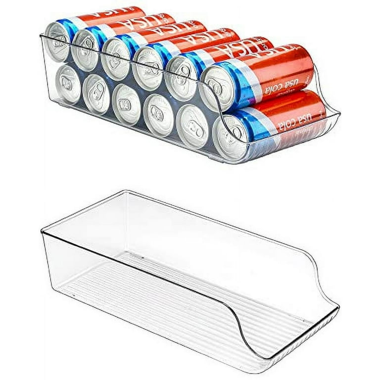 Soda Can Organizer for Refrigerator | Pop Can Dispenser Drink Organizer for  Fridge | Canned Food Organizer for Pantry | Clear Acrylic Bins [4 Pack]