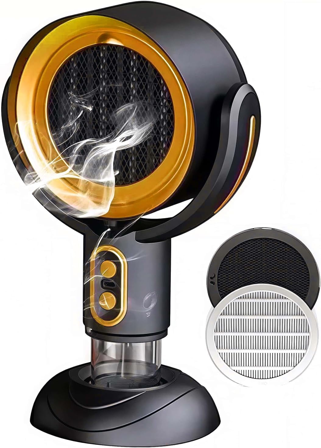 Purifier Fan,2025 New Removable and Washable Filter,Smoke Away Purifier Fan,Portable Smokeaway Smoke Eliminator for Indoor BBQ,Hot Pot, Extractor Hood (Gold, Plug-in)