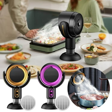 Purifier Fan, Smoke Fan for Smoking Indoors, Removable and Washable Filter, Smoke Away Purifier Fan, Wireless Mini Portable Range Anion Desktop Range Hood/Purifier for BBQ Hot Pot RV Kitchens