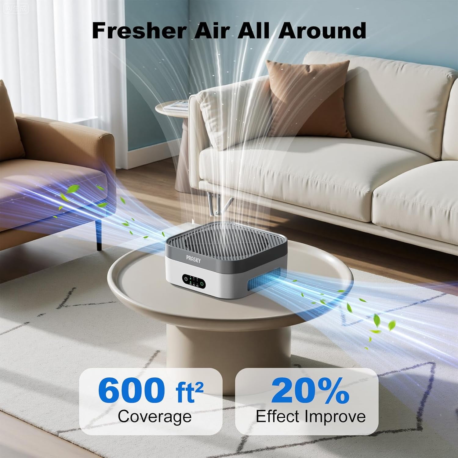 Purifier for Home, H13 True HEPA Filter Captures Odor Pet Dander, Portable Quiet Car Purifier for RV/Desk/Bedroom/Office, Covers to 600 Ft², Timer
