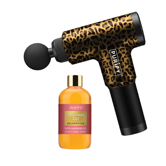 Purify Electric Wireless Massage Gun with Lavender Oil Relaxation Set, Pink