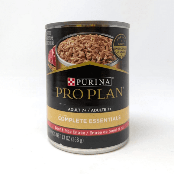 Puriina Pro Plan Complete Essentials Wet Dog Food, Beef and Rice Entree in Gravy Senior Wet Dog Food, 13 oz Can