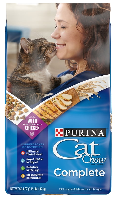 (4 pack) Purina Cat Chow Complete High Protein Dry Cat Food with Real Chicken, 3.15 lb Bag